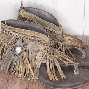 Naughty Monkey Fringe Distressed 8.5 Sandals